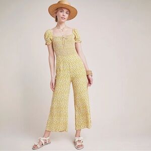 Faithful the Brand Lazlo Daisy Flower Smocked Jumpsuit Yellow Spring